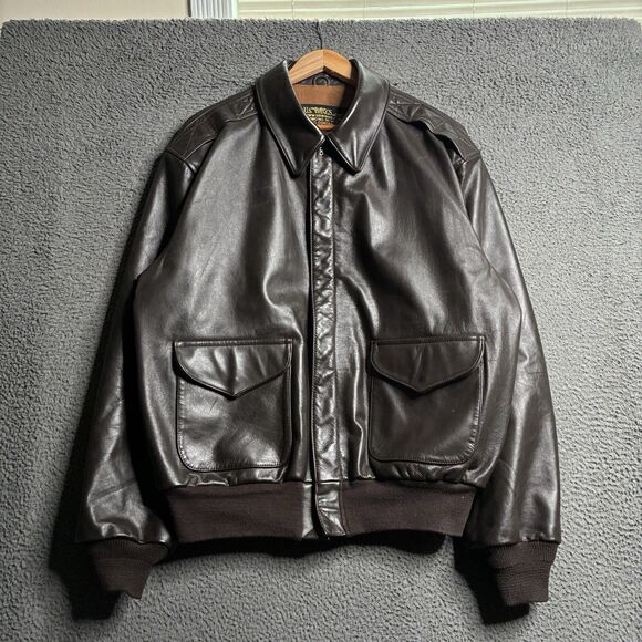VTG US Wings USAAF A-2 Brown Horsehide Leather Bomber USA Jacket Size 46 XL - Picture 2 of 13